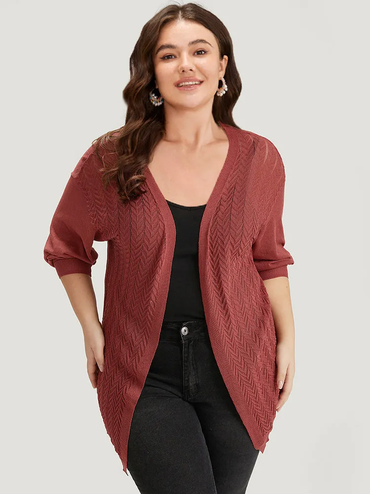 Geometric Plisse Patchwork Loose Open Front Cardigan sold by Bloomchic