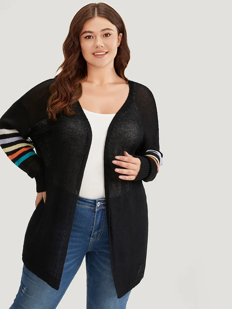 Rainbow Striped Open Front Drop Shoulder Cardigan sold by Bloomchic product image thumbnail 4