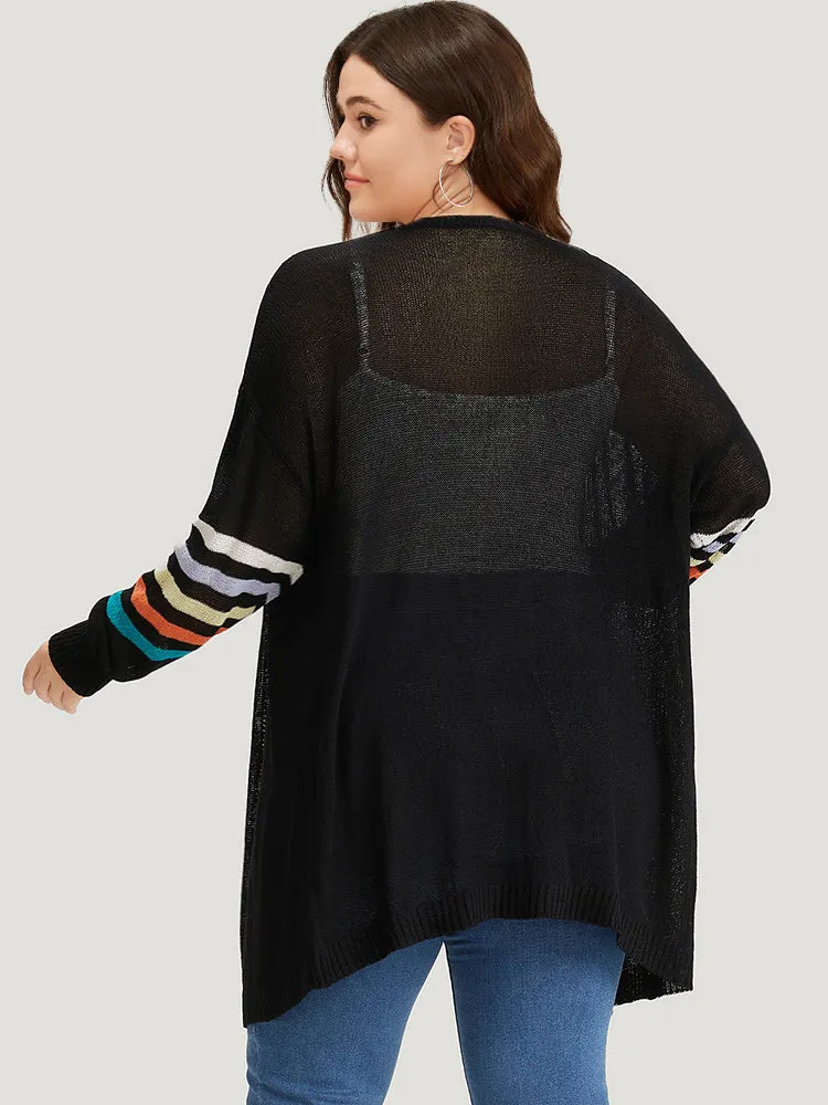 Rainbow Striped Open Front Drop Shoulder Cardigan sold by Bloomchic product image thumbnail 2