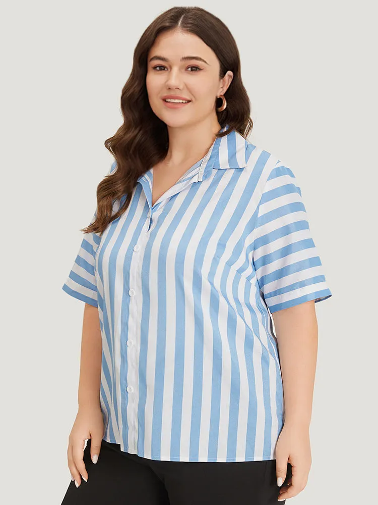 Striped Shirt Collar Button Through Blouse sold by Bloomchic product image thumbnail 2