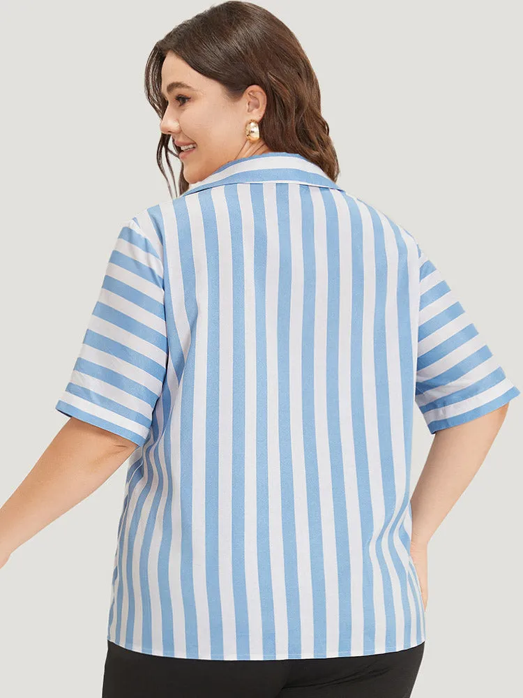 Striped Shirt Collar Button Through Blouse sold by Bloomchic product image thumbnail 5