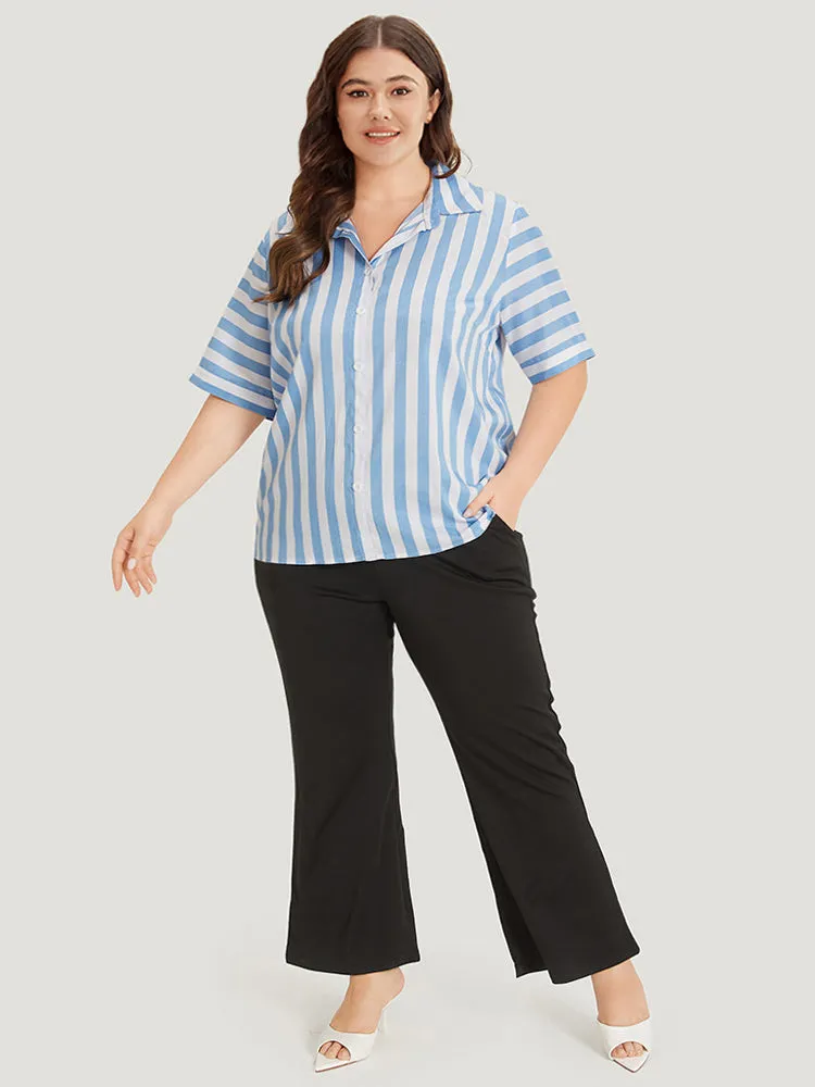 Striped Shirt Collar Button Through Blouse sold by Bloomchic product image thumbnail 3