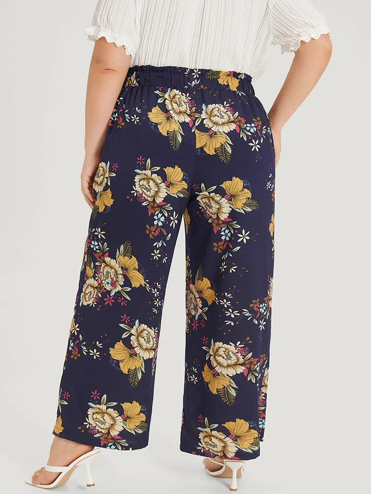 Floral Print Pocket Elastic Waist Wide High Rise Pants sold by Bloomchic product image thumbnail 2