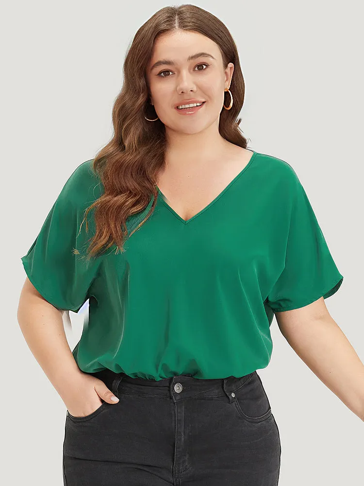 Solid V Neck Dolman Sleeve Cut Out Bodysuit sold by Bloomchic product image thumbnail 3