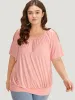 Solid Cut Out Gathered Crew Neck T-shirt sold by Bloomchic