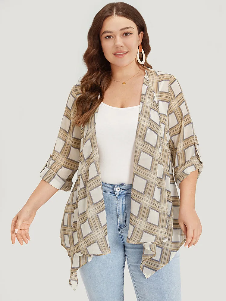 Plaid Asymmetrical Hem Tab Sleeve Kimono sold by Bloomchic product image thumbnail 3
