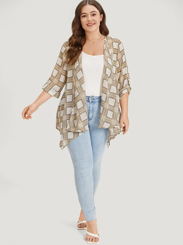 Plaid Asymmetrical Hem Tab Sleeve Kimono sold by Bloomchic product image thumbnail 5