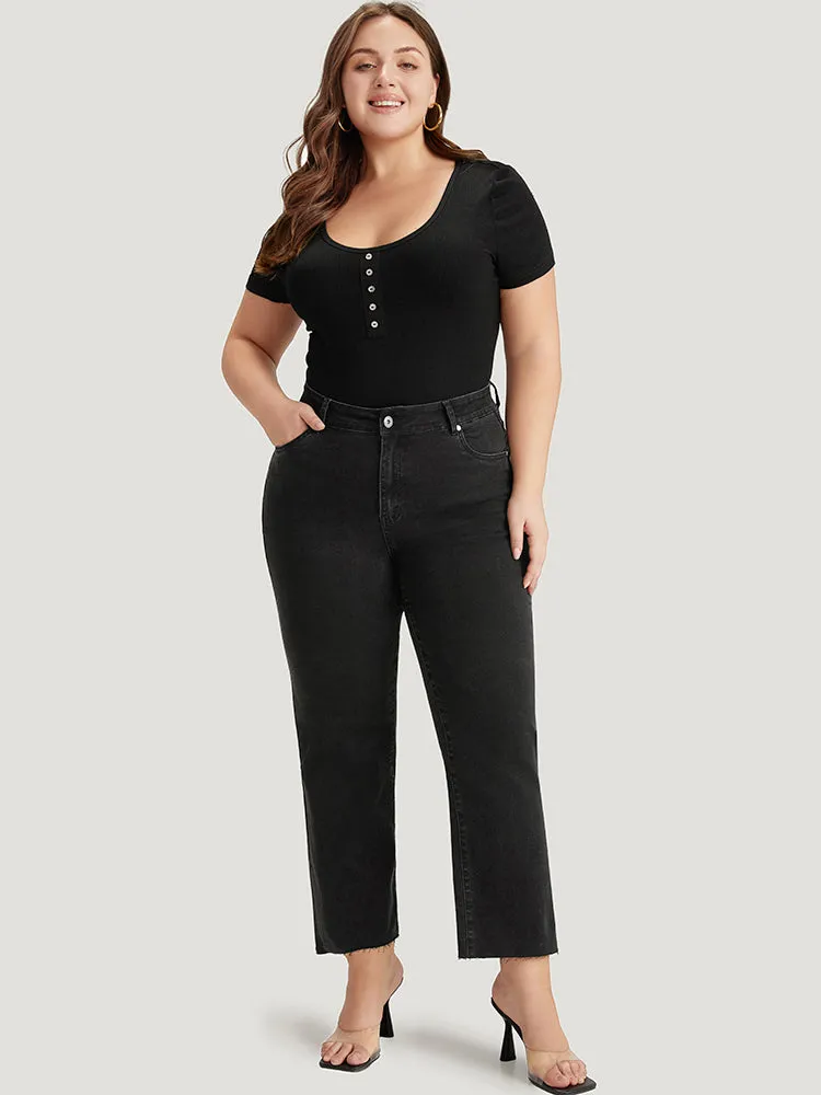 Plain Pocket High Rise Straight Leg Jeans sold by Bloomchic product image thumbnail 3