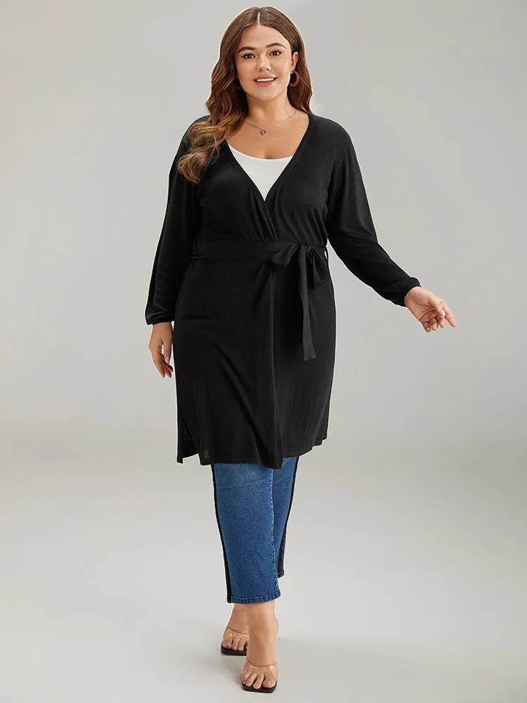 Supersoft Essentials Ties Open Front Split Side Cardigan sold by Bloomchic product image thumbnail 3