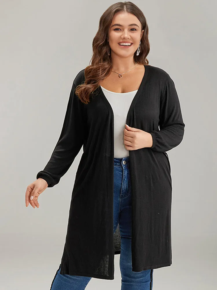 Supersoft Essentials Ties Open Front Split Side Cardigan sold by Bloomchic