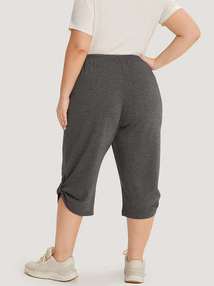 Supersoft Essentials Plain Pocket Button Detail Cropped Sweatpants sold by Bloomchic product image thumbnail 2