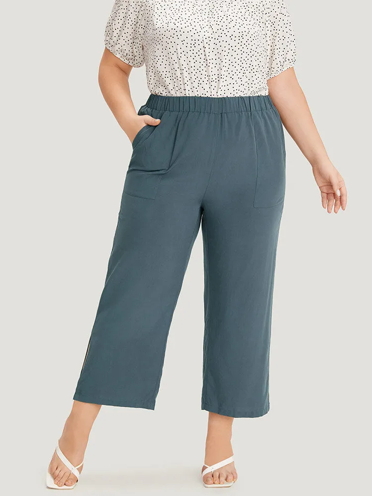 Supersoft Essentials Solid Patched Pocket Split Side Pants sold by Bloomchic product image thumbnail 3