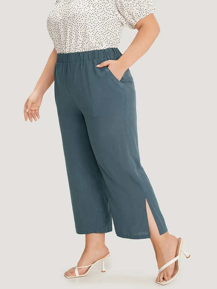 Supersoft Essentials Solid Patched Pocket Split Side Pants sold by Bloomchic