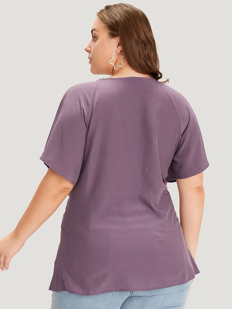 Supersoft Essentials Plain Keyhole Twist Front Ruffle Blouse sold by Bloomchic product image thumbnail 2