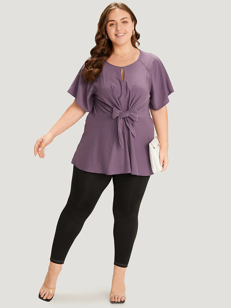 Supersoft Essentials Plain Keyhole Twist Front Ruffle Blouse sold by Bloomchic product image thumbnail 4