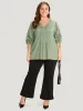 Supersoft Essentials Plain Notched Pleated Drawstring Blouse sold by Bloomchic