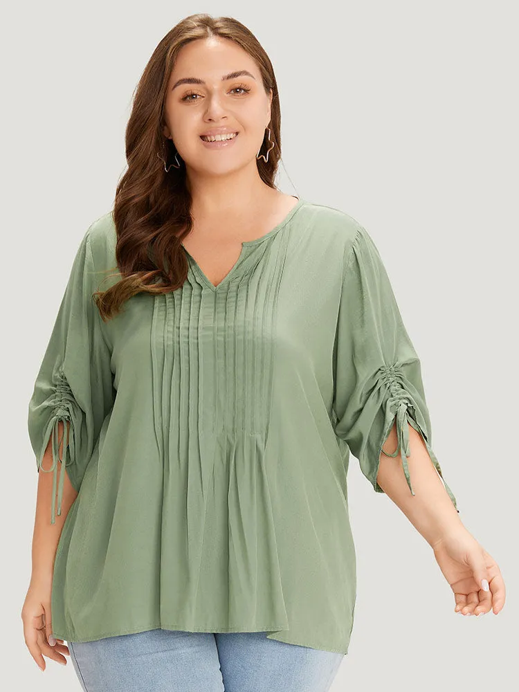Supersoft Essentials Plain Notched Pleated Drawstring Blouse sold by Bloomchic product image thumbnail 2