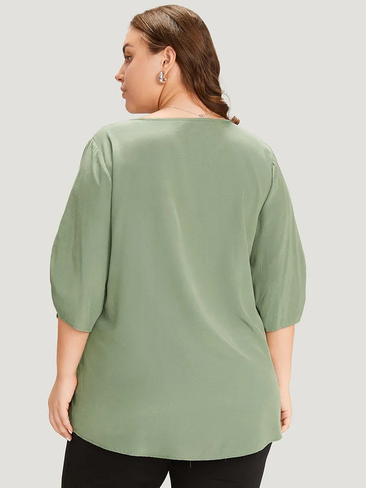 Supersoft Essentials Plain Notched Pleated Drawstring Blouse sold by Bloomchic product image thumbnail 3