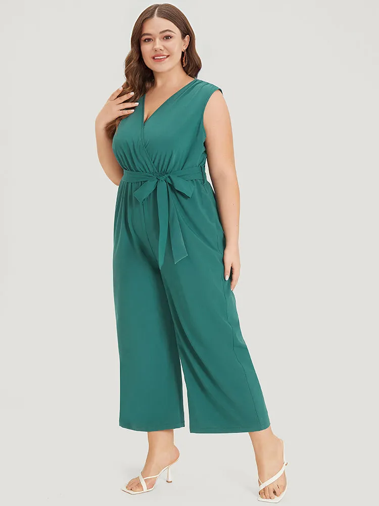 Supersoft Essentials Plain Surplice Neck Belted Jumpsuit sold by Bloomchic product image thumbnail 3