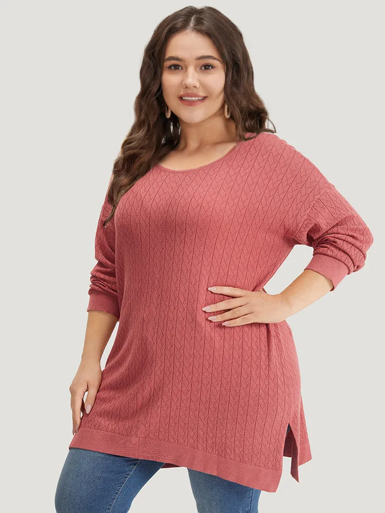 Supersoft Essentials Geometric Split Side Loose Pullover sold by Bloomchic