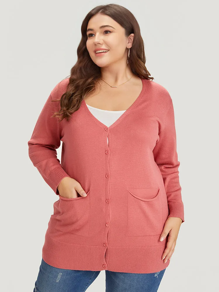 Supersoft Essentials Solid Button Down Patched Pocket Cardigan sold by Bloomchic product image thumbnail 4