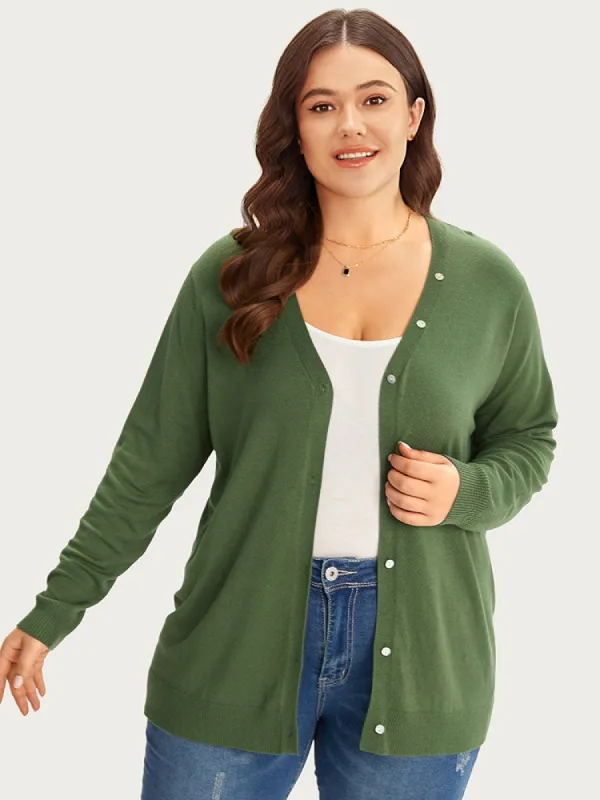 Supersoft Essentials Plain Button Detail Very Stretchy Cardigan sold by Bloomchic