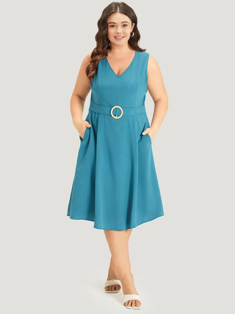 Supersoft Essentials Plain Buckle Detail Ruffle Hem Tank Dress sold by Bloomchic