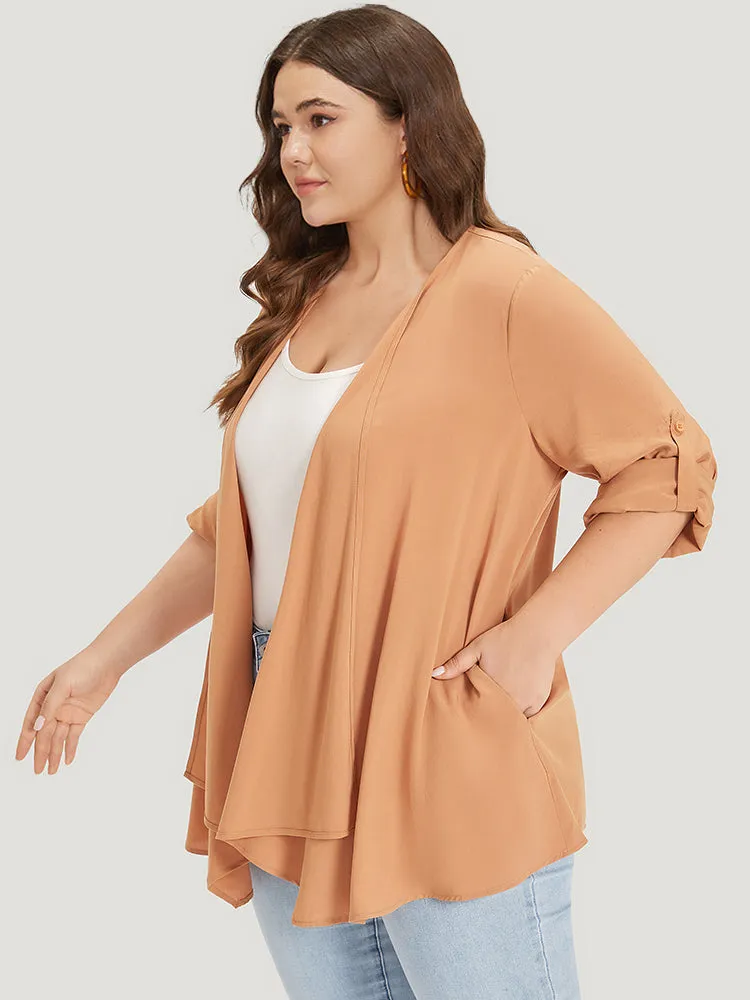 Supersoft Essentials Plain Pocket Button Asymmetrical Hem Kimono sold by Bloomchic product image thumbnail 3