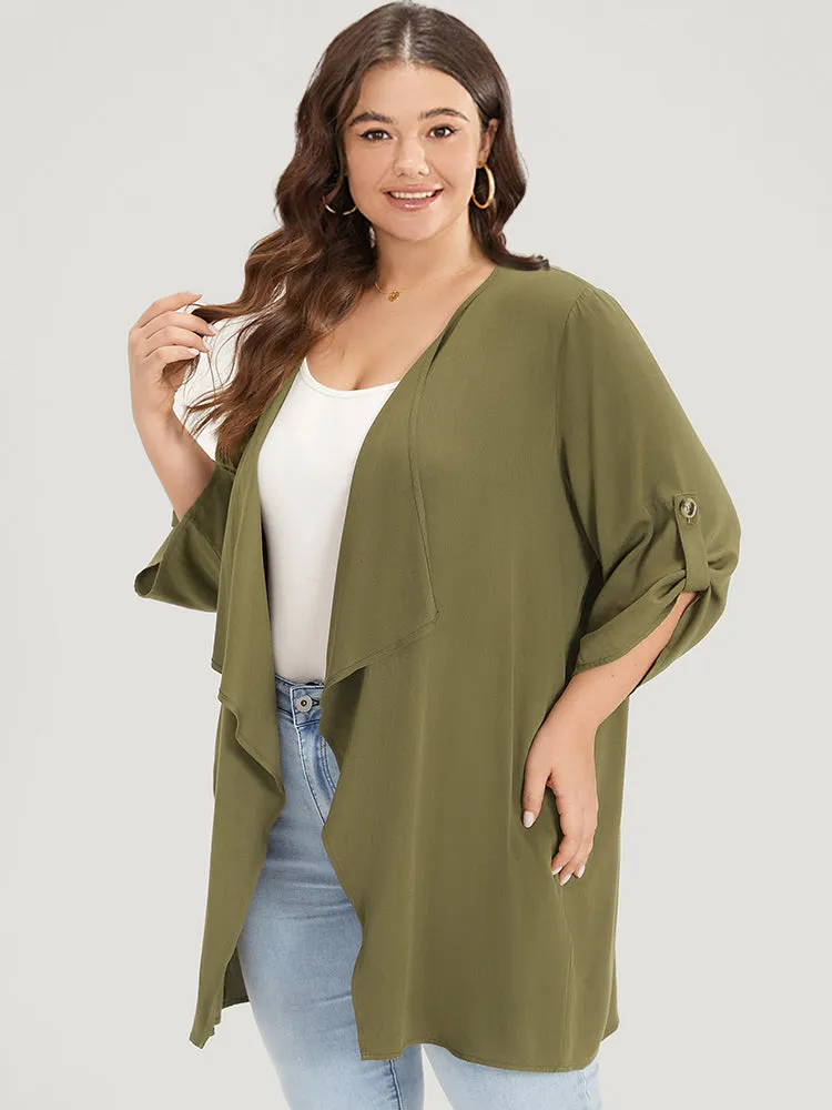 Supersoft Essentials Plain Pocket Button Ruffle Open Front Kimono sold by Bloomchic product image thumbnail 3