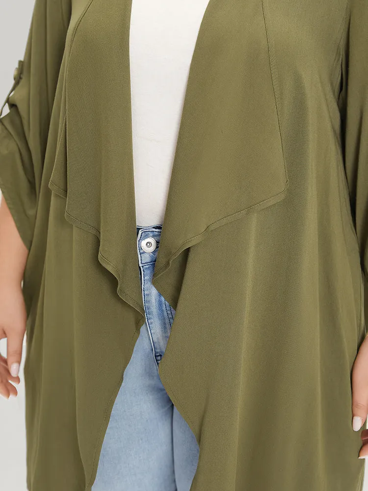 Supersoft Essentials Plain Pocket Button Ruffle Open Front Kimono sold by Bloomchic product image thumbnail 4