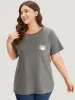Plain Graphic Print Round Neck T-shirt sold by Bloomchic