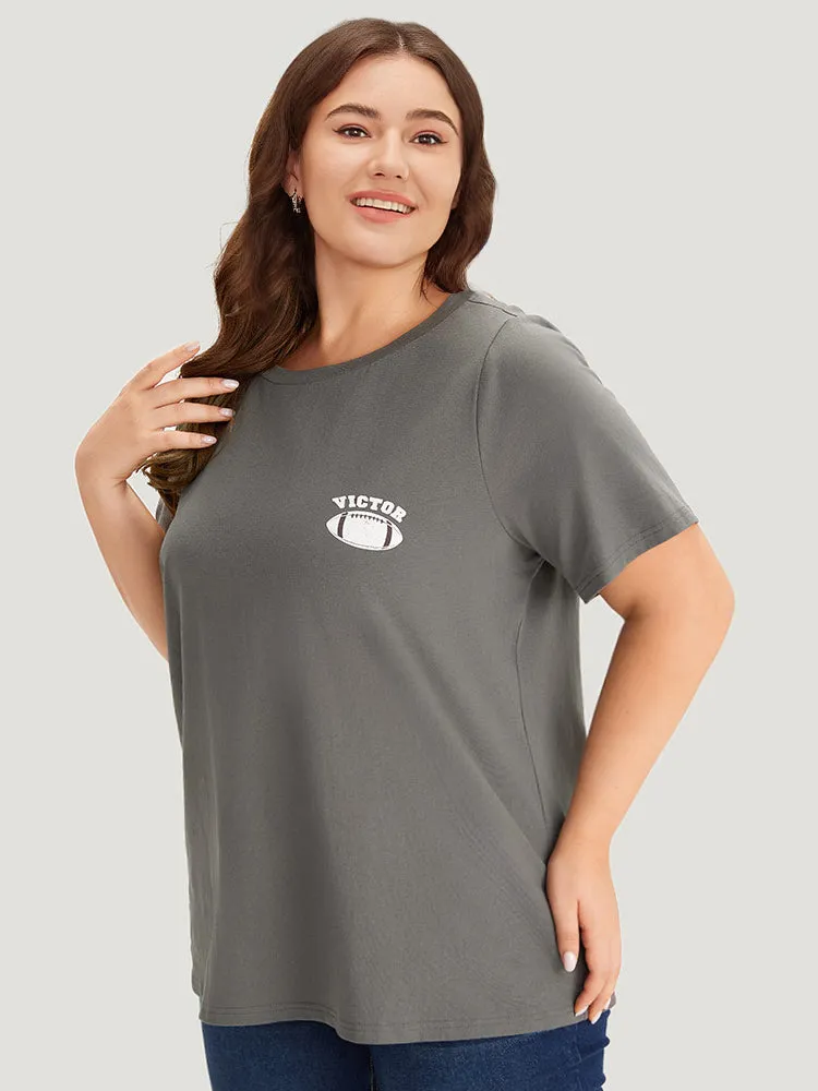 Plain Graphic Print Round Neck T-shirt sold by Bloomchic product image thumbnail 3