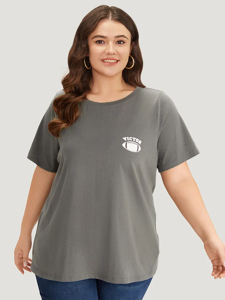 Plain Graphic Print Round Neck T-shirt sold by Bloomchic