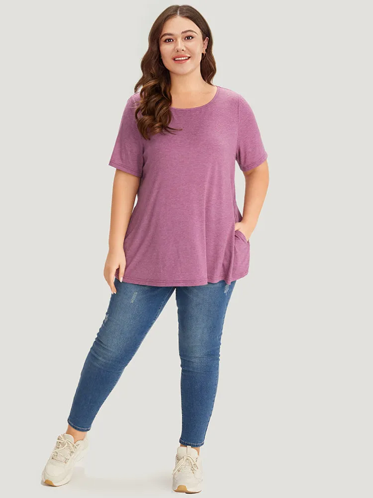Plain Heather Pocket Round Neck T-shirt sold by Bloomchic product image thumbnail 4