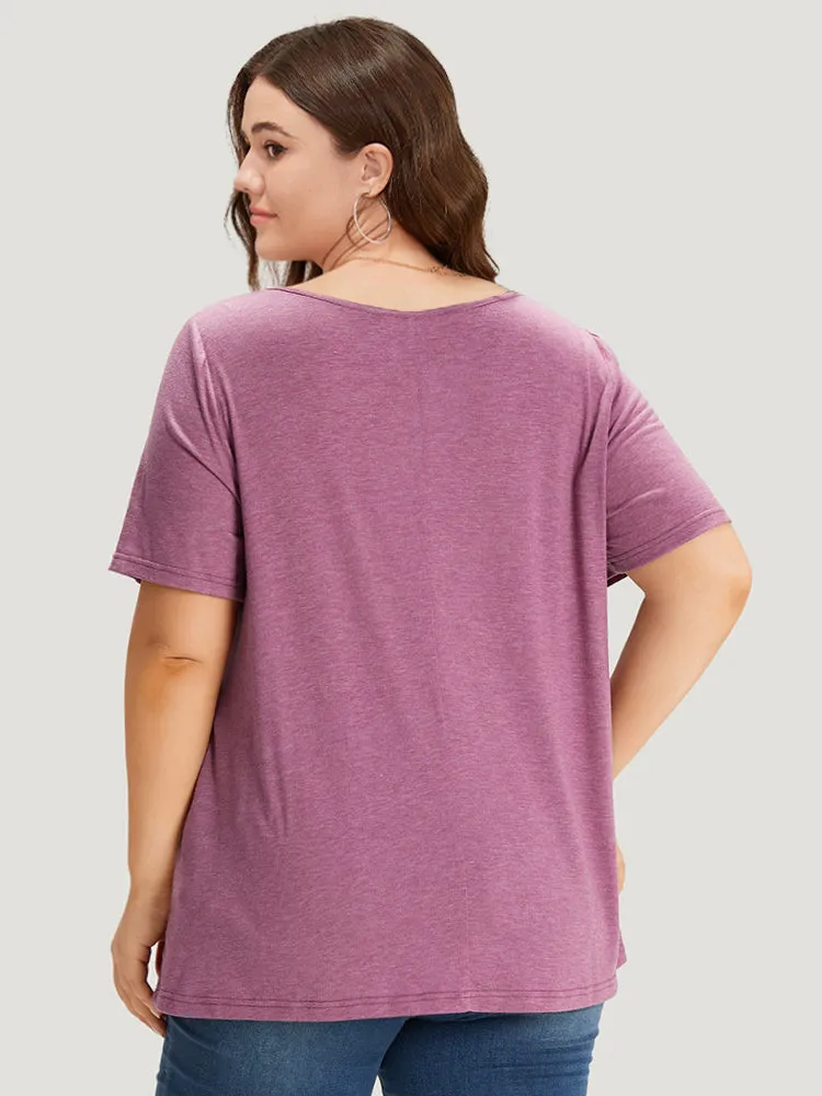 Plain Heather Pocket Round Neck T-shirt sold by Bloomchic product image thumbnail 2