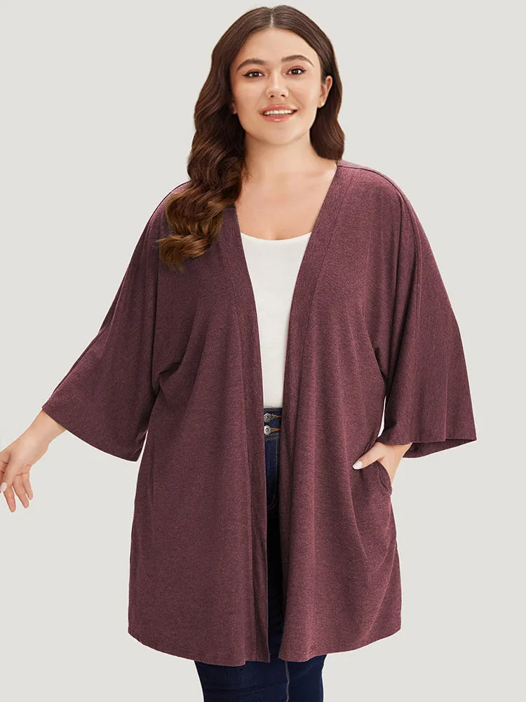 Supersoft Essentials Plain Open Front Pocket Batwing Sleeve Kimono sold by Bloomchic product image thumbnail 2