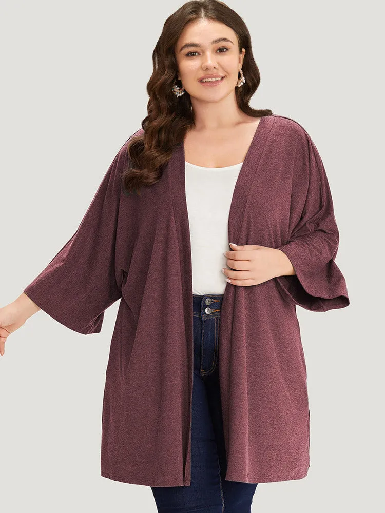 Supersoft Essentials Plain Open Front Pocket Batwing Sleeve Kimono sold by Bloomchic