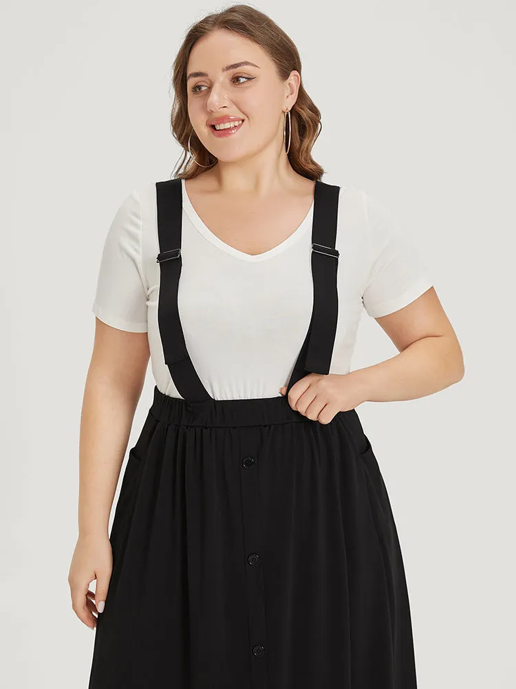 Adjustable Straps Button Detail Elastic Waist Suspender Skirt sold by Bloomchic product image thumbnail 5