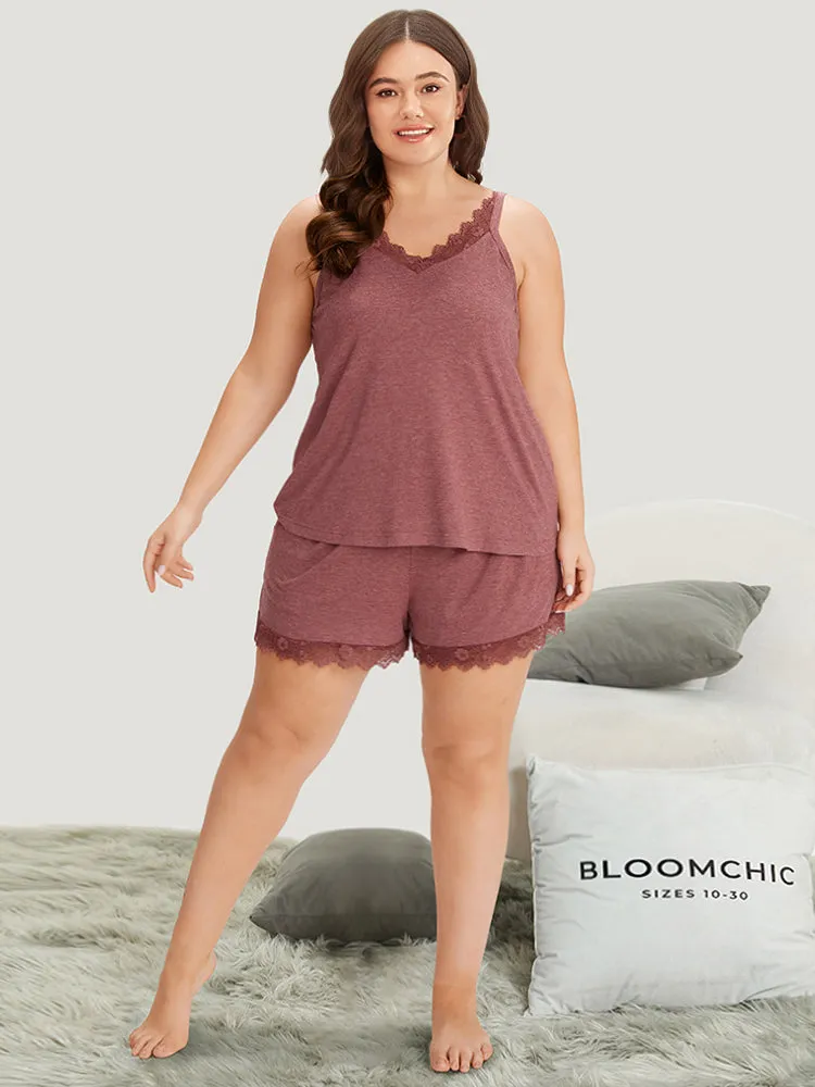 Solid Eyelet Lace Adjustable Straps Sleep Cami Top sold by Bloomchic product image thumbnail 5