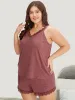 Solid Eyelet Lace Adjustable Straps Sleep Cami Top sold by Bloomchic