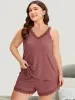 Solid Eyelet Lace Adjustable Straps Sleep Cami Top sold by Bloomchic