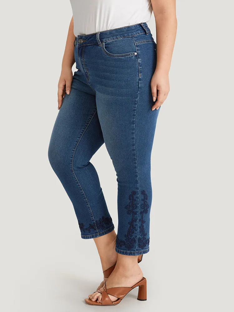 Floral Embroidered High Rise Dark Wash Jeans sold by Bloomchic product image thumbnail 2