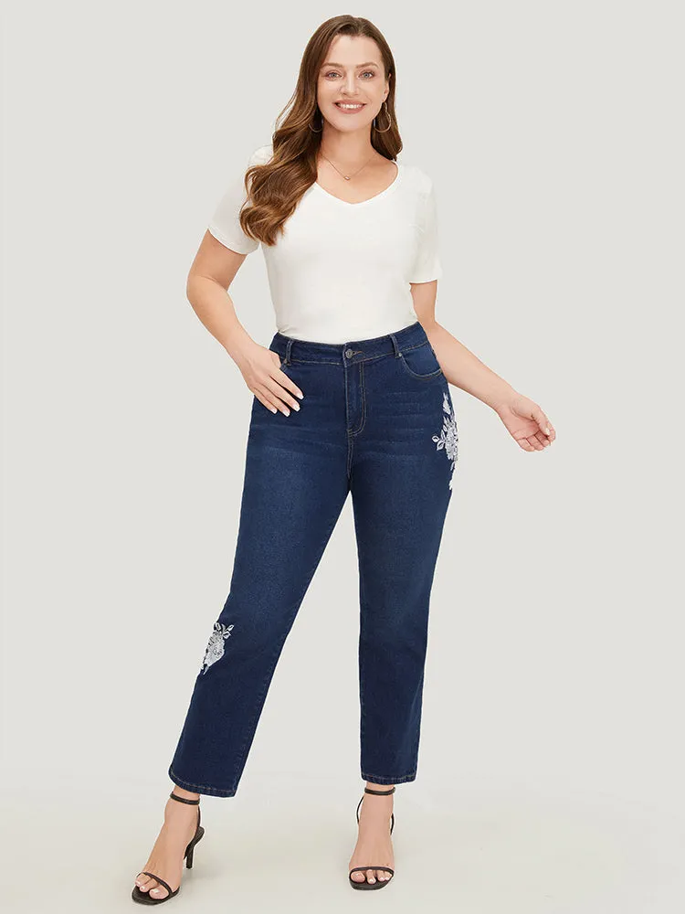 Floral Embroidered Very Stretchy High Rise Jeans sold by Bloomchic product image thumbnail 4