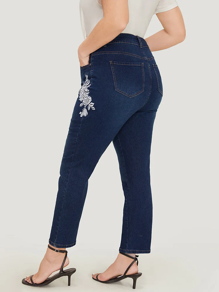Floral Embroidered Very Stretchy High Rise Jeans sold by Bloomchic product image thumbnail 5