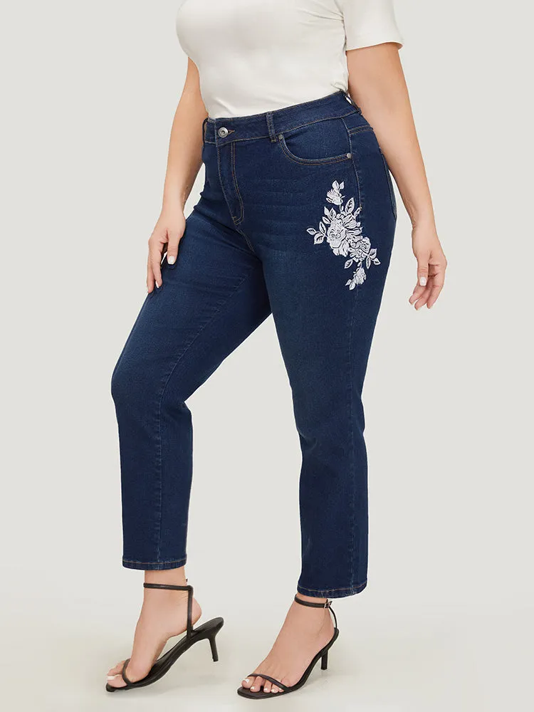 Floral Embroidered Very Stretchy High Rise Jeans sold by Bloomchic product image thumbnail 2