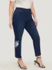 Floral Embroidered Very Stretchy High Rise Jeans sold by Bloomchic