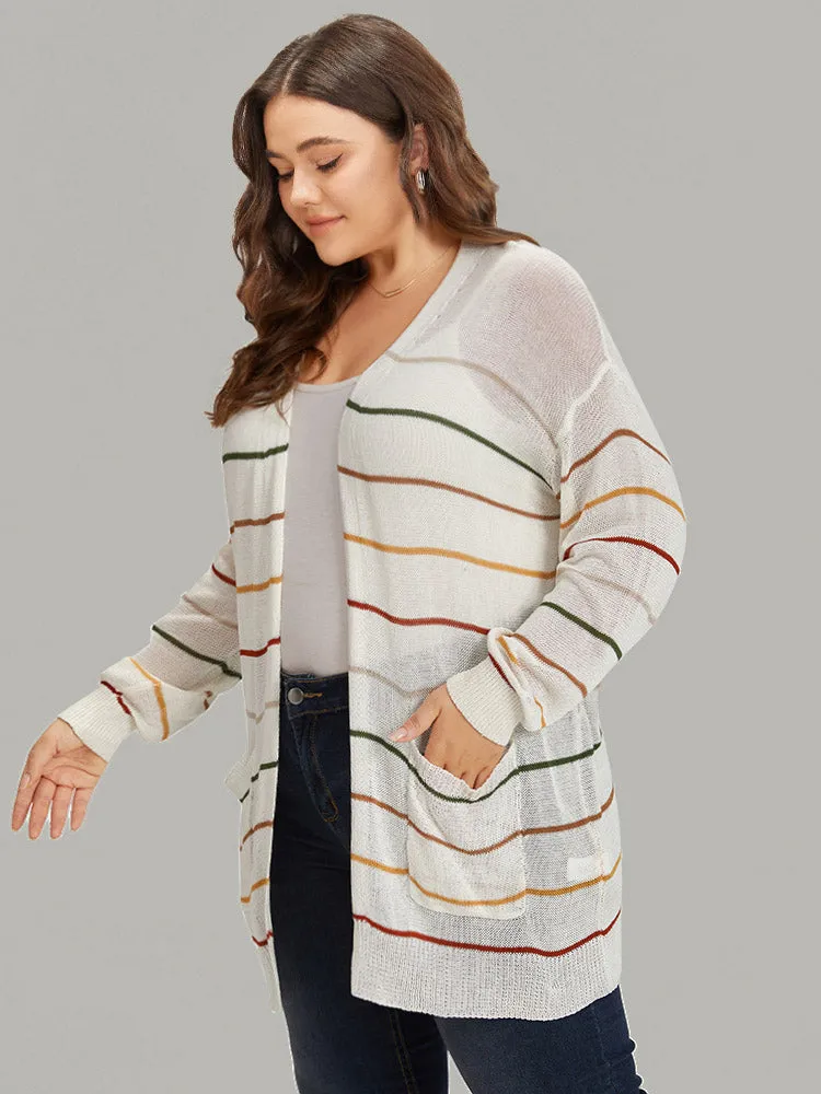 UltraCool Rainbow Striped Open Front Pocket Cardigan sold by Bloomchic product image thumbnail 4