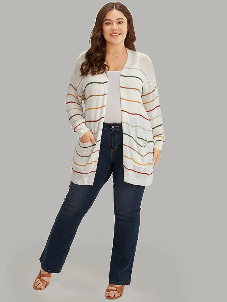 UltraCool Rainbow Striped Open Front Pocket Cardigan sold by Bloomchic product image thumbnail 5