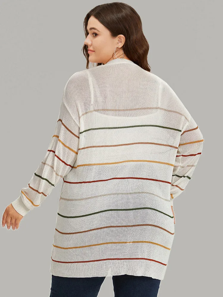 UltraCool Rainbow Striped Open Front Pocket Cardigan sold by Bloomchic product image thumbnail 2