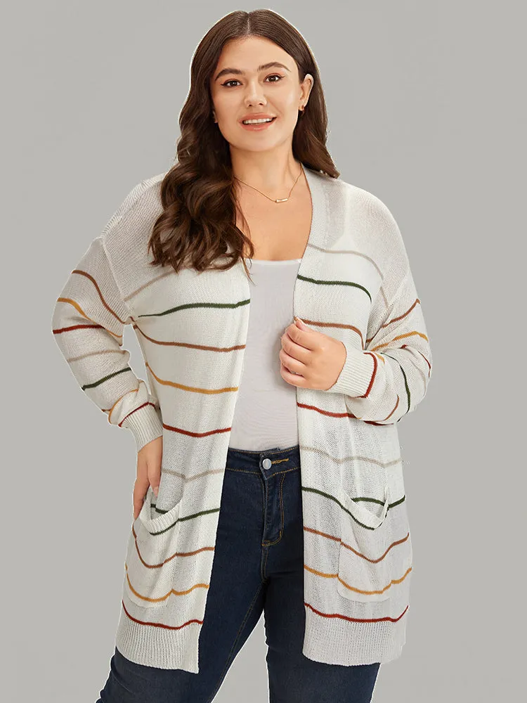 UltraCool Rainbow Striped Open Front Pocket Cardigan sold by Bloomchic product image thumbnail 3